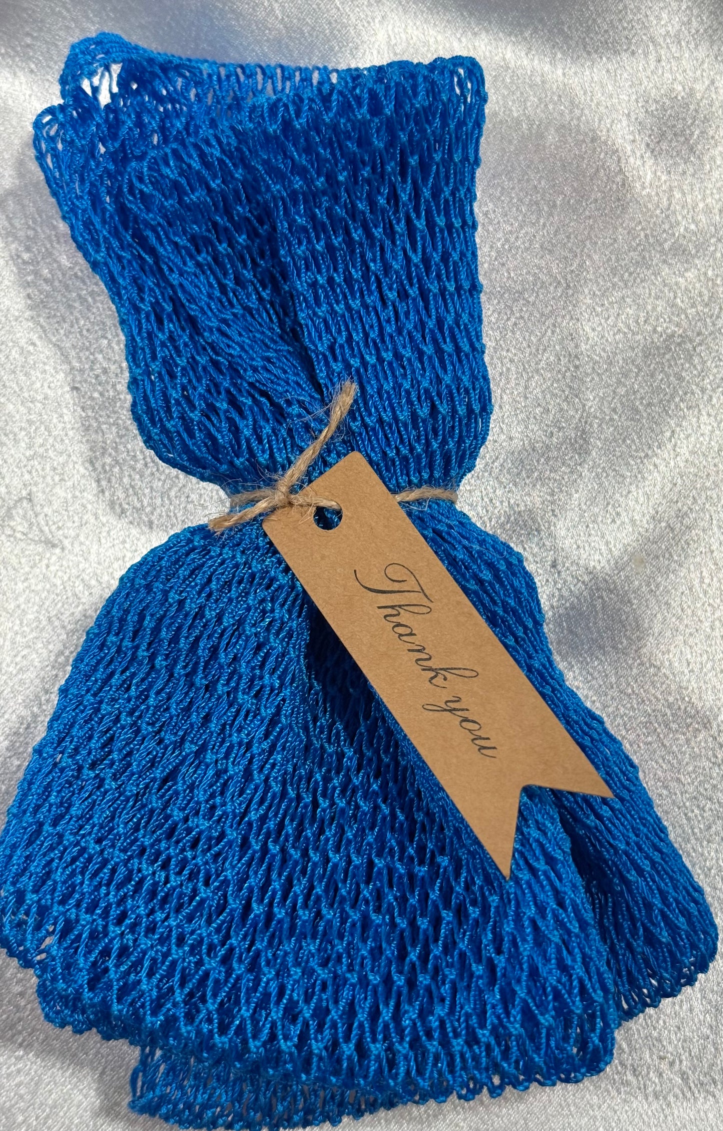 SHORT AFRICAN NET BATH SPONGE / COBALT BLUE