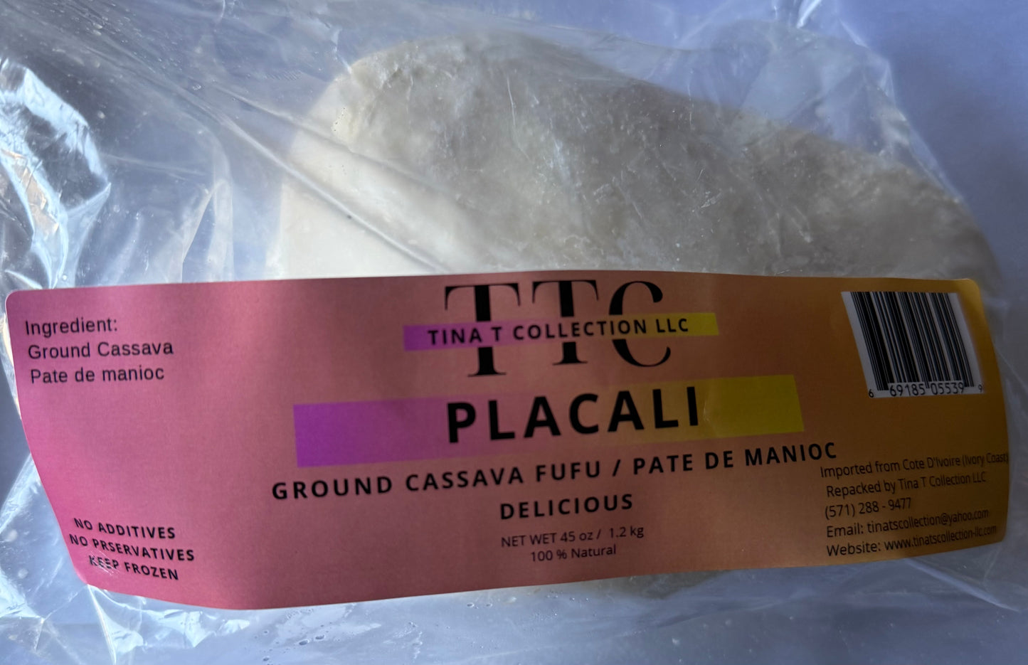 PLACALI - GROUND CASSAVA FUFU - PATE DE MANIOC 45 oz / 1.2 kg