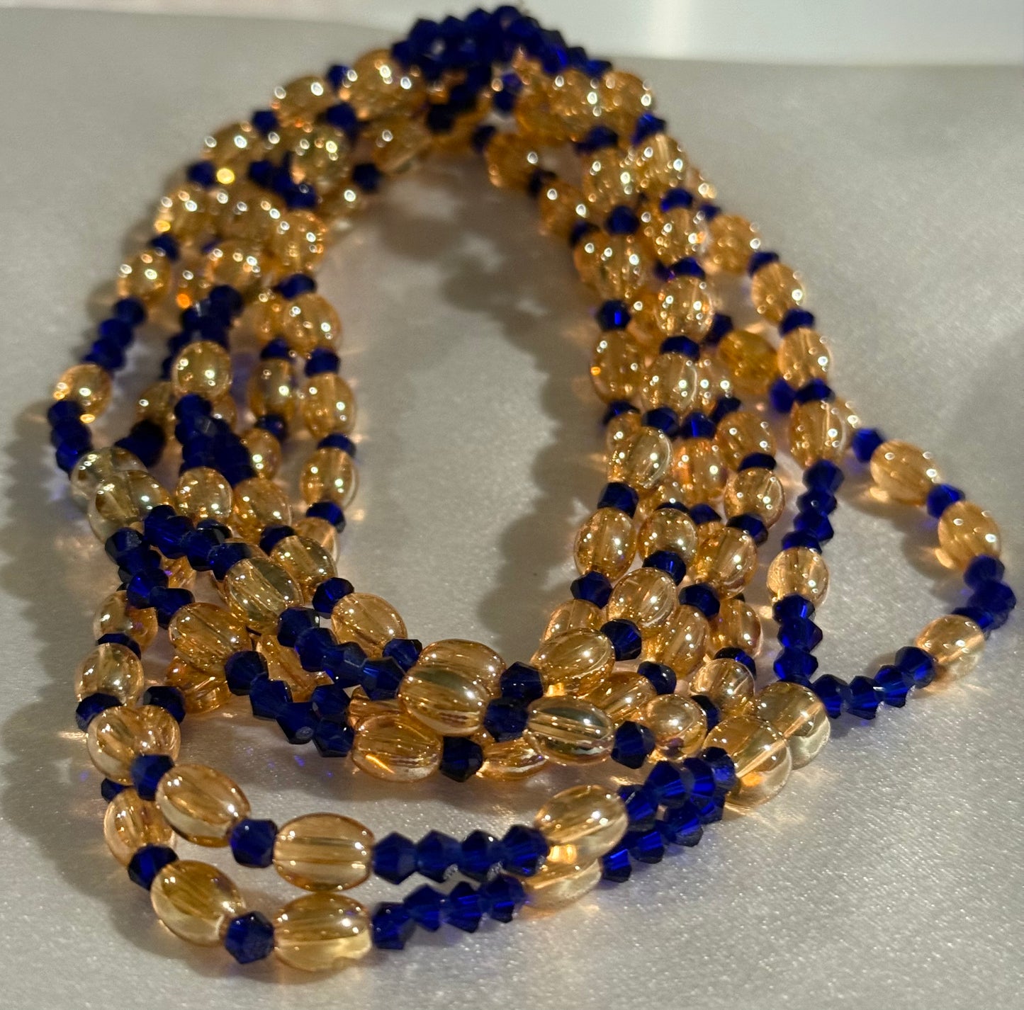 BLEU AND GOLD WAIST BEAD - 17 INCHES ( 47 CM)