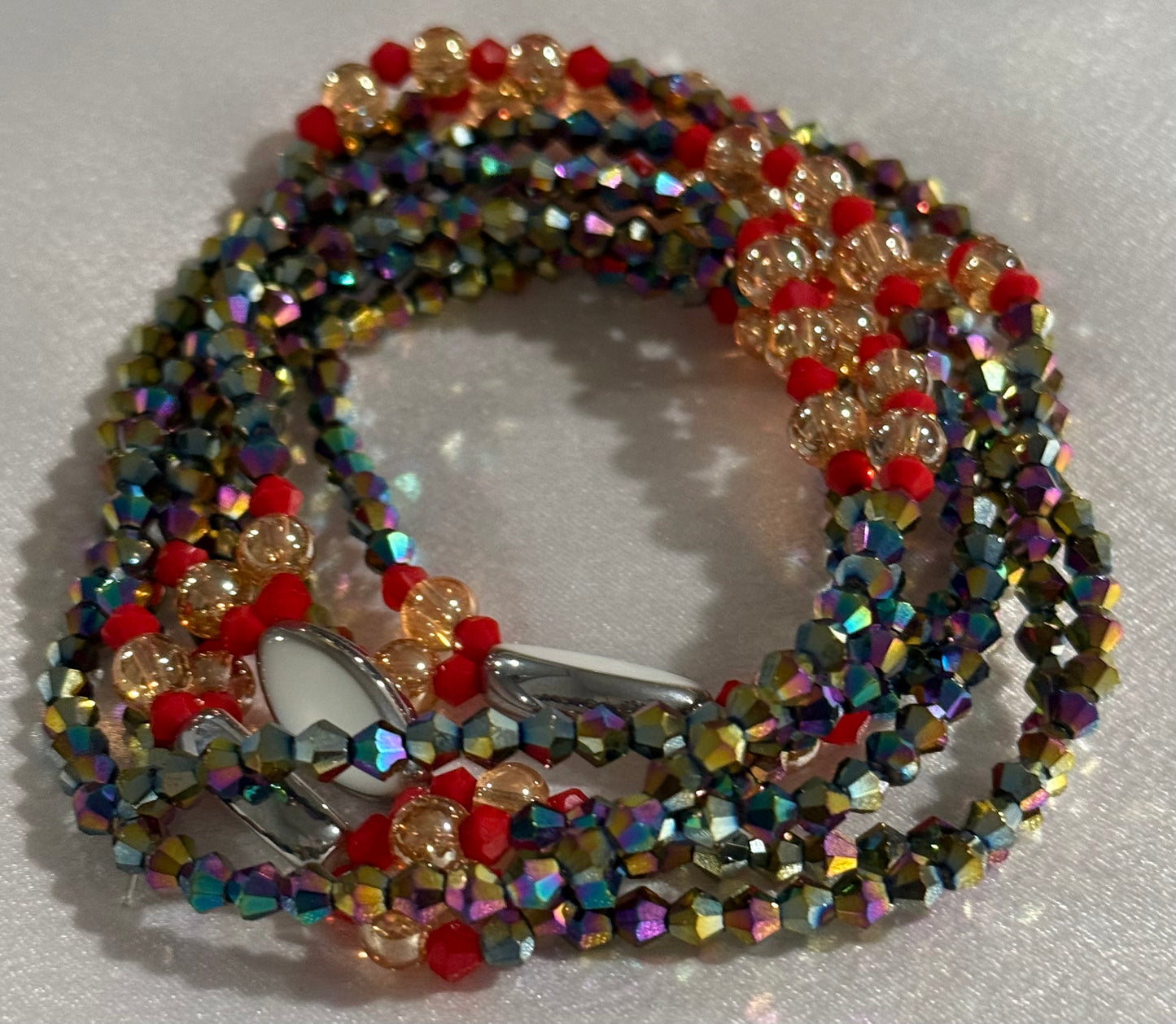 BLEU, RED AND GOLD WAIST BEAD - 17 INCHES ( 47 CM)