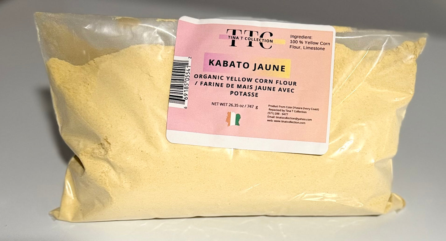 KABATO JAUNE - ORGANIC YELLOW CORN FLOUR - FARINE DE MAIS JAUNE AVEC POTASSE ( 26.36oz / 747g)