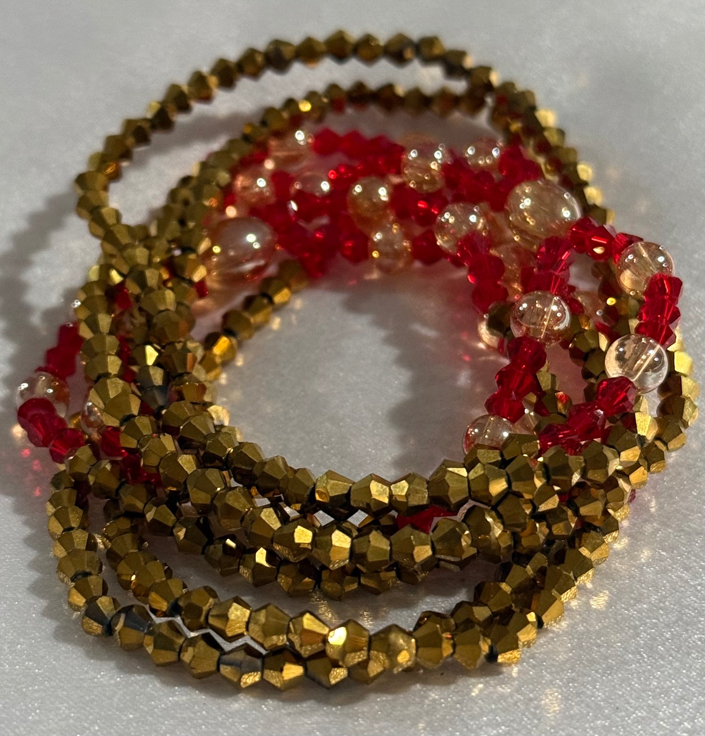 YELLOW AND RED WAIST BEAD - 17 INCHES ( 47 CM)