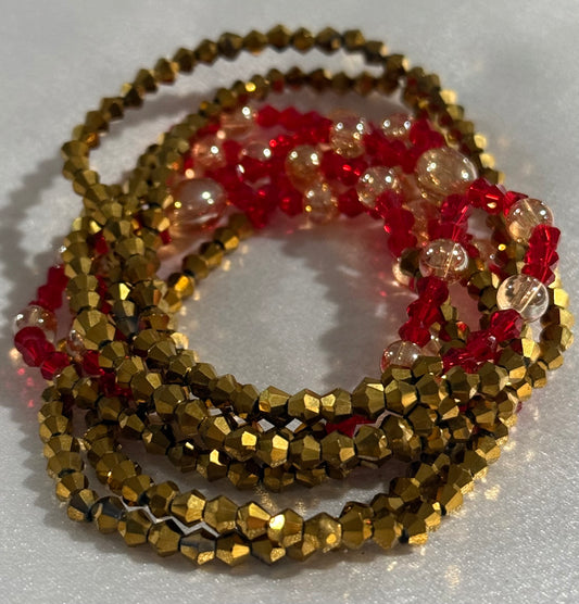 YELLOW AND RED WAIST BEAD - 17 INCHES ( 47 CM)