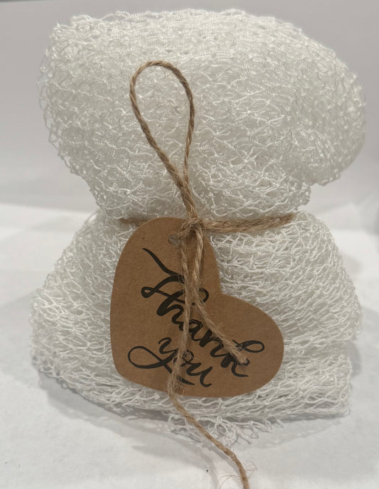 LONG AFRICAN NET BATH SPONGE / WHITE