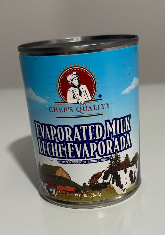CHEF’S QUALITY EVAPORATED MILK / LECHE EVAPORADA  - 12 FL oz / 354 mL