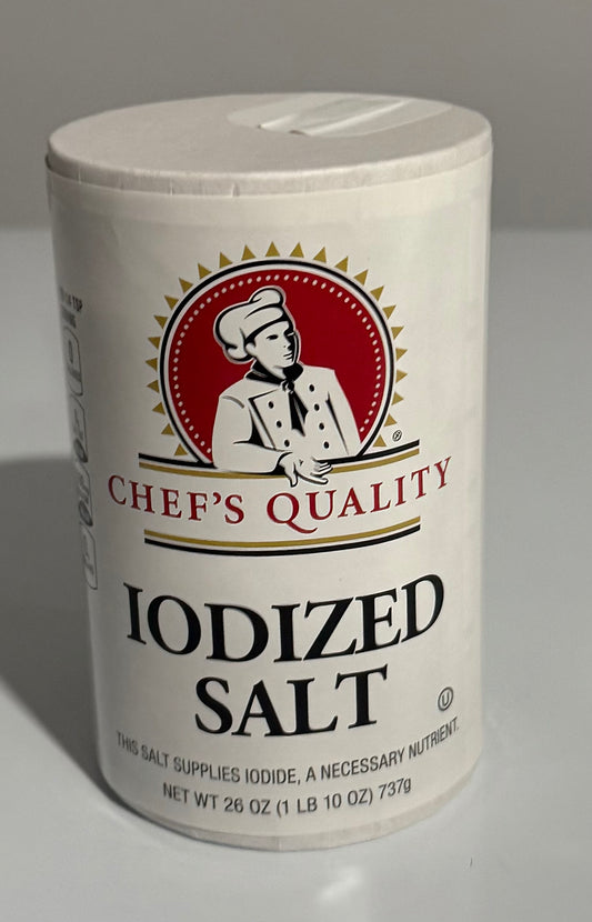 CHEF'S QUALITY IODIZED SALT 26oz / 10oz/ 737g